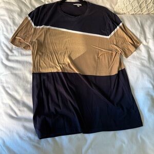 Reiss Black and Tan Colorblock Short Sleeve Tee